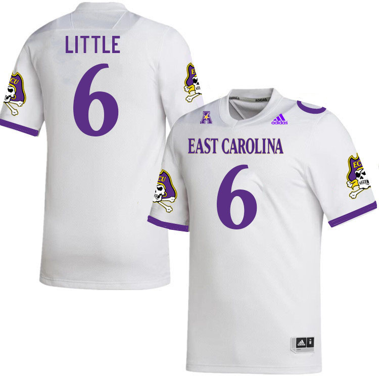 Men #6 Ty Little ECU Pirates College Football Jerseys Stitched Sale-White